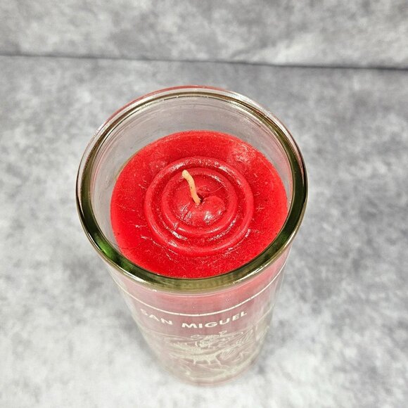 Prayer to Saint Michael Angel San Miguel Red Glass Candle Botanica Shamanic 8.5" - Picture 5 of 11